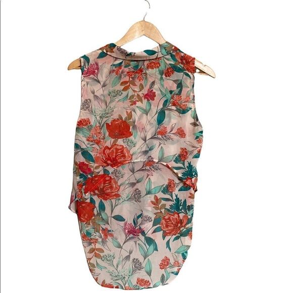 GUESS Floral Sheer Sleeveless Blouse Size Small - Picture 2 of 5